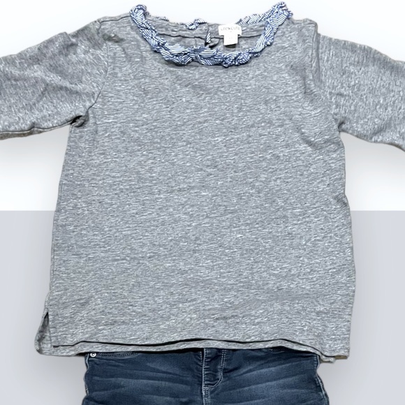 Crewcuts‎ Blue Ruffled Collar, Grey 3/4 sleeve Youth Girls Top, EUC Youth 10 - Picture 7 of 7